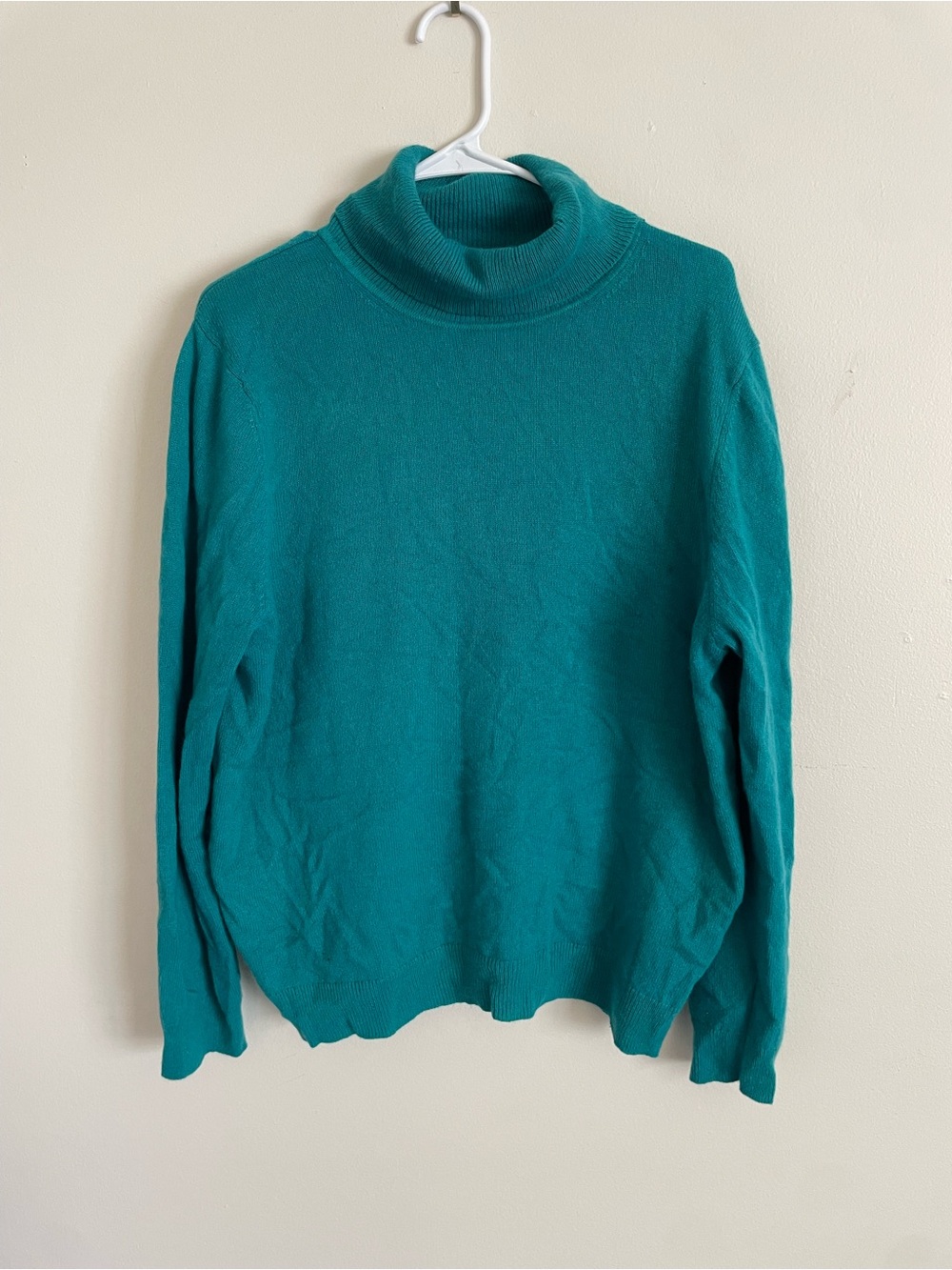 Teal cashmere turtleneck sweater